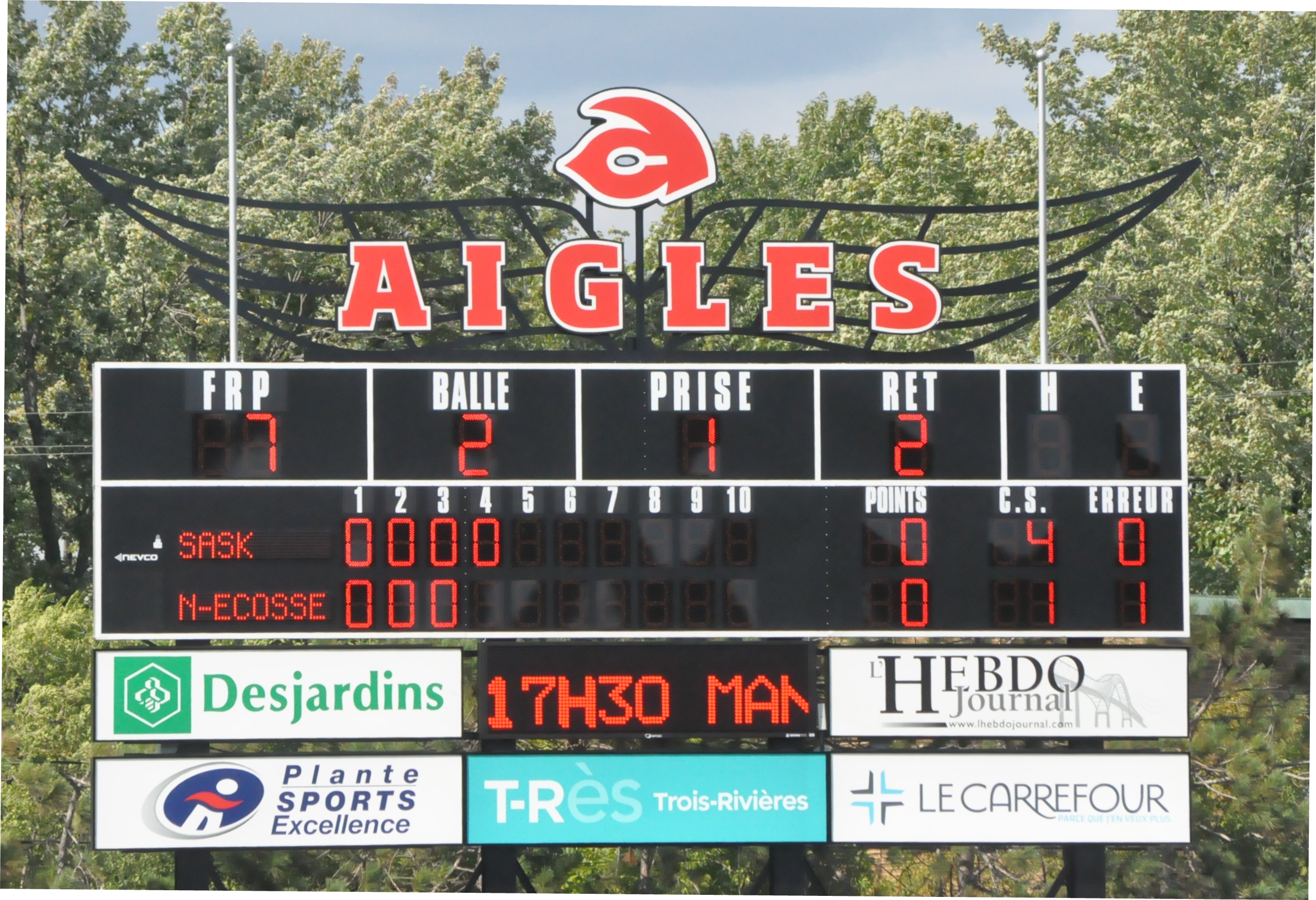 Pointage Pro presents  Baseball  Nevco scoreboards, based on the requirements of each league.